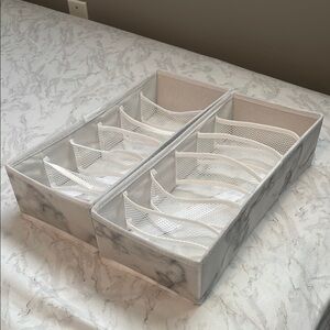 🌫️ 2x Marble Gray Drawer Organizers 🌫️